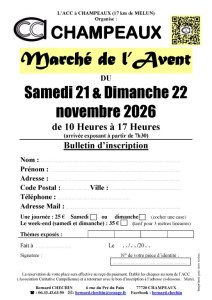 MARCHÉ DE L’AVENT du 21-22 novembre 2026 à CHAMPEAUX (77)