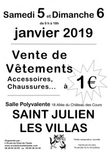 Vente de vêtements, accessoires, chaussures, linge de maison à 1 euro