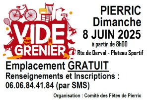 VIDE GRENIER – 44290 PIERRIC - DIMANCHE 8 JUIN 2025