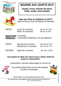 72 : Oisseau-le-Petit - Bourse aux jouets du centre social de la Haute Sarthe
