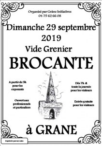 Brocante - Vide grenier à Grâne (26400) le dimanche 29 septembre 2019