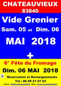 Vide-grenier, brocante, Foire à tout + 6° Fête du fromage Dimanche 06 Mai