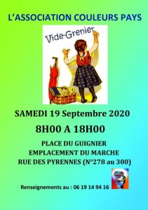 Vide-grenier Couleurs Pays samedi 6 juin 2020 - Paris 20
