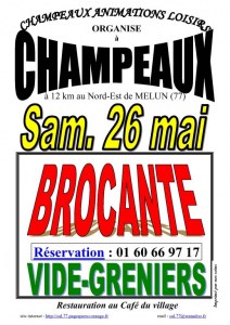 BROCANTE & VIDE-GRENIERS à CHAMPEAUX (77), le 26/05/2018