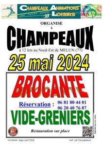 BROCANTE et VIDE-GRENIERS à CHAMPEAUX (77), le 25 mai 2024