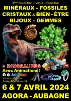 3ème Salon Minéraux Fossiles Cristaux & Bien-Être Bijoux et Gemmes + Exposition de Dino...