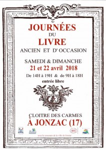 5èmes JOURNEES DU LIVRE ANCIEN ET D'OCCASION de JONZAC