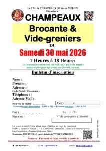 BROCANTE & VIDE-GRENIERS à CHAMPEAUX (77), le 30/05/2026