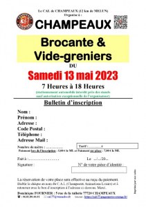 BROCANTE & VIDE-GRENIERS à CHAMPEAUX (77), le 13/05/2023