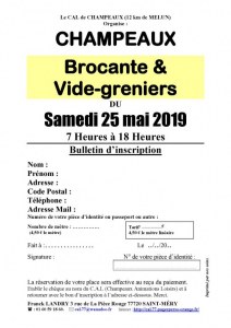 BROCANTE & VIDE-GRENIERS à CHAMPEAUX (77), le 25/05/2019
