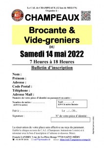 BROCANTE & VIDE-GRENIERS à CHAMPEAUX (77), le 14/05/2022