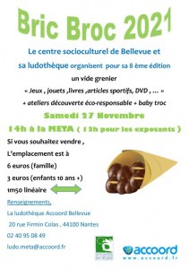 BRIC BROC 2021 vente de jeux , jouets , livres ,articles sportifs ...