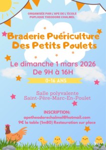 Braderie puériculture des petits poulets