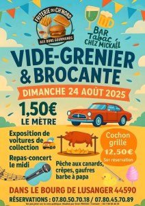 Brocante/vide grenier repas concert "Cochon grille" et concert de Billy Ze Kick