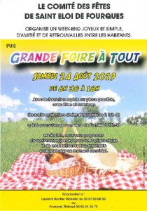 Foire à tout de Saint-Eloi-de-Fourques le 24 août 2019