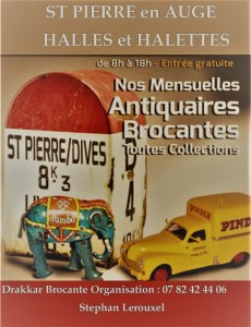 Marché mensuel d'Antiquités-Brocante de St PIERRE en AUGE(14) ANNULE
